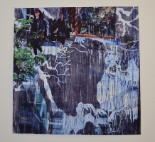 Uwe Poth, woodcut on print/Berlin, 2013